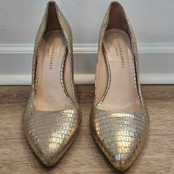 Loeffler Randall Metallic Gold Leather Pointed Toe Heel Pump sz 10 Glam Gala - Picture 3 of 11